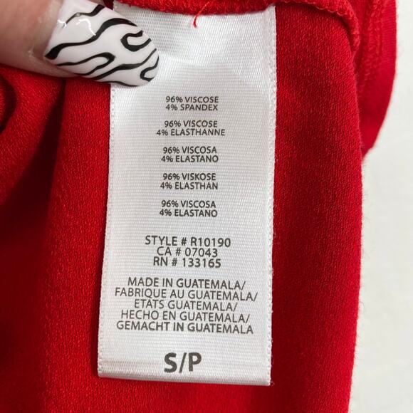 Anthro Eri + Ali Red Bell Sleeve Baby Doll Peasant Top Blouse Small S - Picture 4 of 6